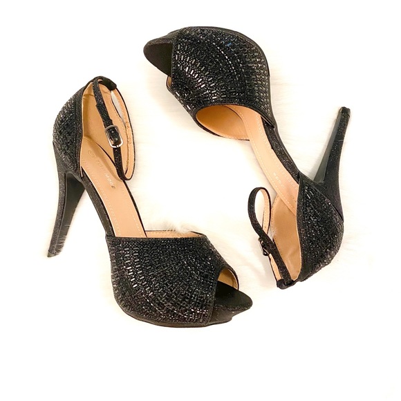 Black Platform High Heel with Rhinestones - Picture 3 of 7